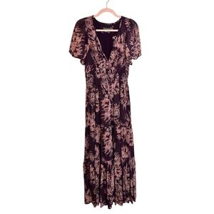 Anthropologie Somerset Tierd Maxi Dress Size M Purple Pink Floral Boho Bohemian